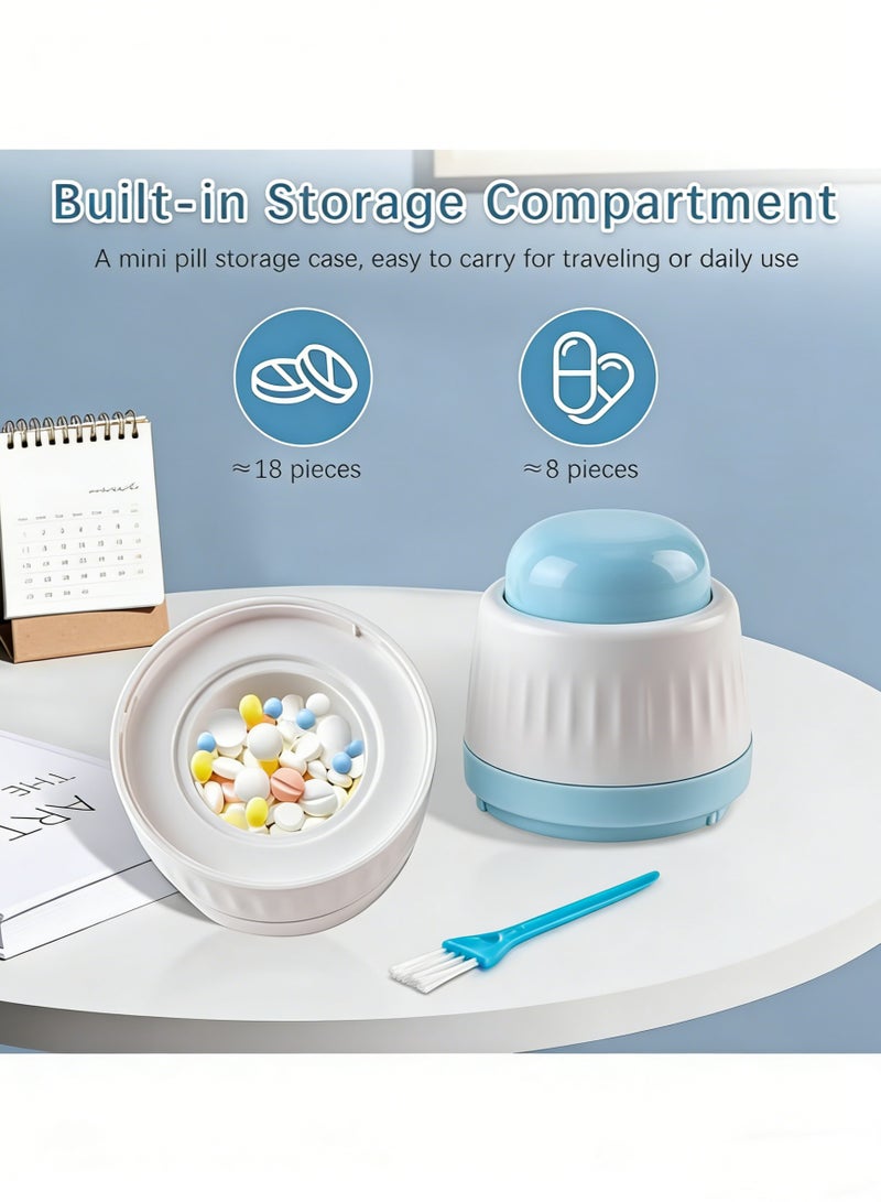 قارِم أقراص محمول 4 في 1 مع مطحنة ومُقسّم ومنظّم، يشمل فرشاة تنظيف سهلة، مطحنة وحافظة صغيرة للأقراص - Image 5